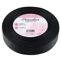 Лента репсовая, 25 мм, 23±1 м, чёрная №39