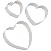 Формы для печенья Доляна «Сердечко», набор 3 шт, нержавеющая сталь, серебристые