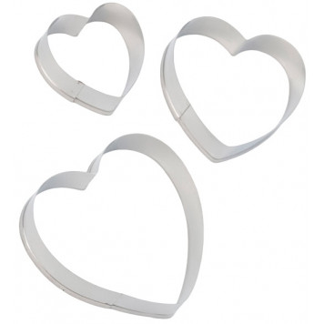 Формы для печенья Доляна «Сердечко», набор 3 шт, нержавеющая сталь, серебристые