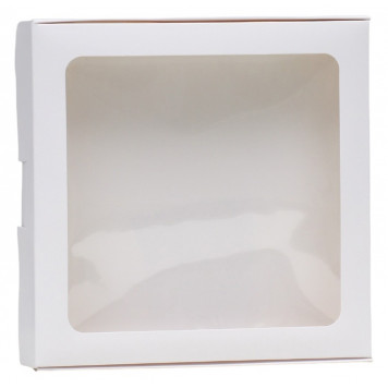 Коробка самосборная, белая, с окном, 21×21×3 см