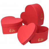 Коробка Сердце 25*24*12 (22*21*10,5, 19*18*9см) Красный