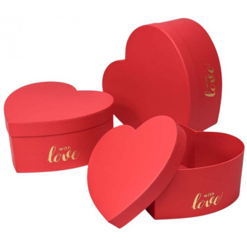 Коробка Сердце 25*24*12 (22*21*10,5, 19*18*9см) Красный