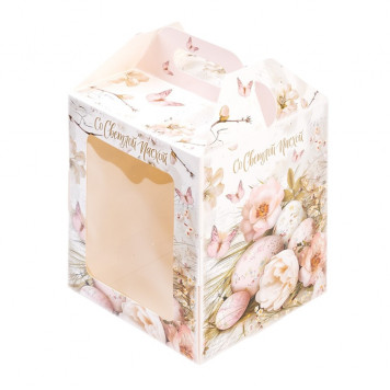 Коробка для кулича с окном Ретро 15*15*18см