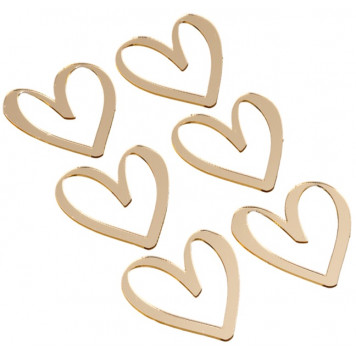 Набор топперов Сердца золото 4см, 6шт
