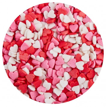 Посыпки Сердечки бело-розово-красные объемные, 50г