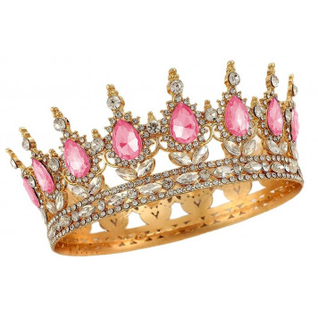 Корона золотая с розовыми камнями