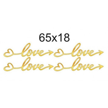 Топперы Love со стрелкой 65*18мм золотой акрил ММ, 4шт
