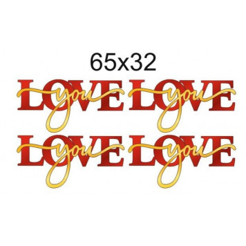 Топперы Love (красный) you (золотой) 65*32мм акрил ММ, 4шт