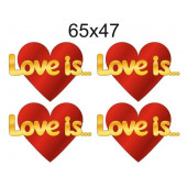 Топперы Love is... 65*47мм красный, золотой акрил ММ, 4шт
