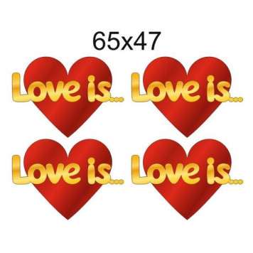 Топперы Love is... 65*47мм красный, золотой акрил ММ, 4шт