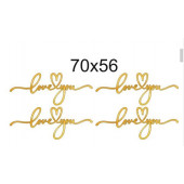 Топперы Love you (одной линией) 70*56мм золотой акрил ММ , 4шт