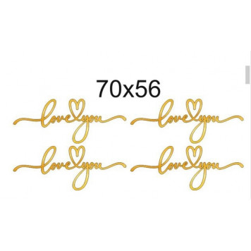 Топперы Love you (одной линией) 70*56мм золотой акрил ММ , 4шт