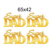 Топперы Super dad 65*42мм золотой акрил, 4шт