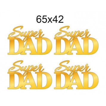 Топперы Super dad 65*42мм золотой акрил, 4шт