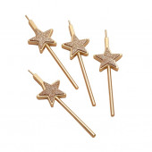 Свечи для торта 4 шт. «Блестящие звезды», шампань