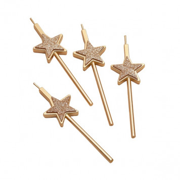 Свечи для торта 4 шт. «Блестящие звезды», шампань