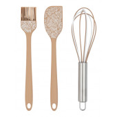 Набор кухонных принадлежностей "Белая роспись" 3 предмета: лопатка, кисточка,венчик   10920412