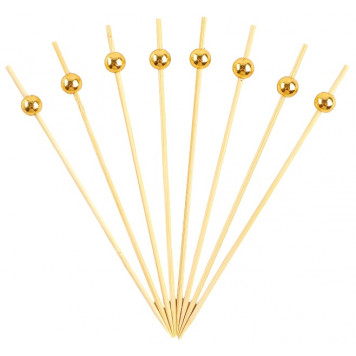 Шпажки для канапе "Бусины" бамбук, цвет золото,  набор 100 шт   10873788