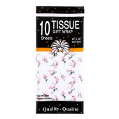 Бумага упаковочная тишью, "Садовые розы", белый, 50 см х 70 см 17 грамм   10790215