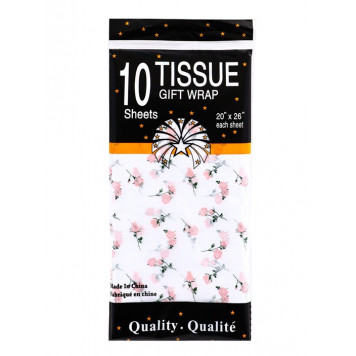 Бумага упаковочная тишью, "Садовые розы", белый, 50 см х 70 см 17 грамм   10790215