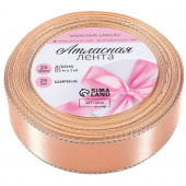 Лента атласная 25мм*25±1ярд(23м±1м) серебряные нити №07 нежно-персиковый АУ   9179003