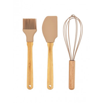 Набор кухонных принадлежностей 3 предмета: лопатка, кисточка, венчик   10920411