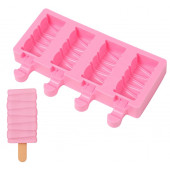 Форма для мороженого «Твистер», силикон, 19.6×11×2.4 см, 4 ячейки, розовая