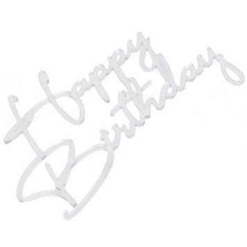 Топпер для торта «Happy Birthday», цвет серебро