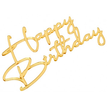 Топпер для торта «Happy Birthday», цвет золотой