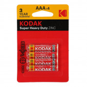Батарейка солевая Kodak Super Extra Heavy Duty, AAA, R03-4BL, 1.5 В, блистер, 4 шт.