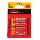 Батарейка солевая Kodak Super Extra Heavy Duty, AA, R6-4BL, 1.5 В, блистер, 4 шт.