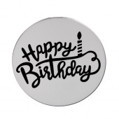 Топпер круглый Happy Birthday серебро