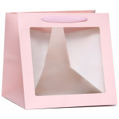 Пакет подарочный Розовый с окошком 30*30*30см