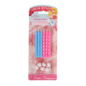 Сияющие свечи в торт "С Днем Рождения", Принцессы,  (набор 6 шт), 14 х 0,6 см