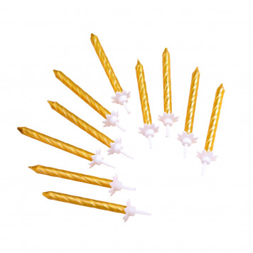 Свечи в торт "Спираль", 6 см, золотые, набор 10 шт