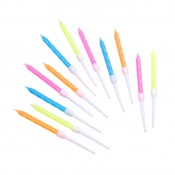 Свечи для торта "Неон", 10 шт, разноцветные, 14 см 3006921