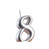 Свеча для торта цифра "Серебряная", 5,5 см, цифра "8"