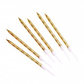 Свечи в торт «Металлик», 14 см, 6 шт. с подставкой, золотые