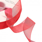 Лента Органза 25мм 100ярд Красный