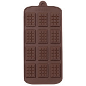 Форма для шоколада Доляна «Плитка», силикон, 21×11 см, 12 ячеек (2.7×3.9 см), коричневая