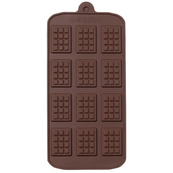 Форма для шоколада Доляна «Плитка», силикон, 21×11 см, 12 ячеек (2.7×3.9 см), коричневая