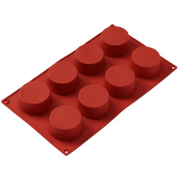 Форма для выпечки 8 ячеек "Фигуры.Круг" 29х17х2,7 см (5,8х5,8х2,7см) цвет коричневый 1057136