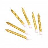 Свечи в торт с подставками, золотые, 6 шт., 8 см