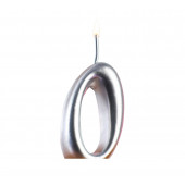 Свеча для торта цифра "Серебряная", 5,5 см, цифра "0"