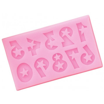 Молд 7,5х4,5х0,4 см "Цифры со звездами", розовый