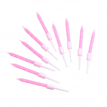 Свечи для торта "Неон", 10 шт, розовые 5 см