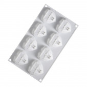 Форма для муссовых десертов и выпечки 8 ячеек 29х17х2 см (6,5х6,3 см) "Сердце", цвет белый