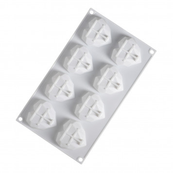 Форма для муссовых десертов и выпечки 8 ячеек 29х17х2 см (6,5х6,3 см) "Сердце", цвет белый