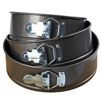 Набор форм для выпечки Доляна «Элин. Круг», 3 предмета: d=18/20/22×6.5 см, съёмное дно, антипригарное покрытие, чёрный