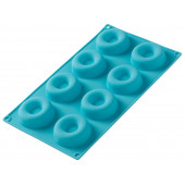 Форма для выпечки Доляна «Сладости. Пончики», 29×17 см, 8 ячеек (d=6 см), силикон, МИКС